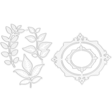 2 pièces de Dies de Découpe Cadre Photo Motif Feuilles en Acier Carbone pour DIY Album Photo (1/5)