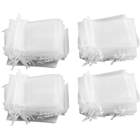 200 Sachets en Organza avec Cordon 10x15cm Blancs pour Cadeaux, Mariage, Bijoux et Décoration Élégante (1/5)