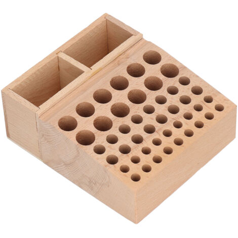 Porte-outils en cuir 2 grilles 46 trous, rangement pour outils de maroquinerie, boîte de stockage en bois pour outils de travail du cuir (1/5)