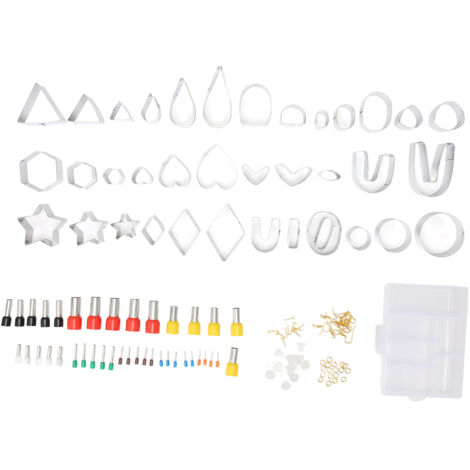 Ensemble de 126 Emporte-Pièces en Acier Inoxydable pour Pâte Polymère, 36 Formes + 40 Cercles + 50 Accessoires pour Boucles d'Oreilles