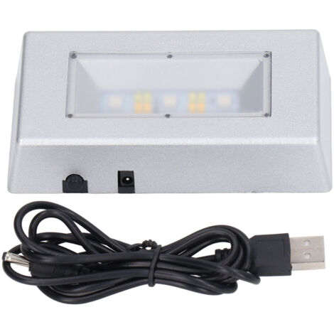 Base d'Affichage LED Rectangulaire Argentée avec Éclairage Multimodes et Câble USB pour Bijoux et Cristaux (1/5)