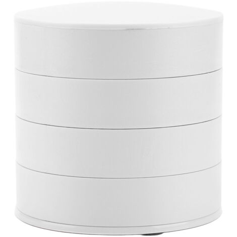 Organisateur de Bijoux Rotatif 4 Niveaux 360° avec Couvercle Anti-Poussière Blanc pour Bureau et Maison