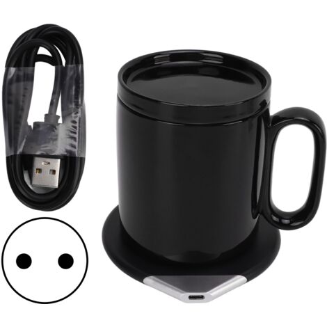 Chauffe-tasse électrique sans fil noir, chargeur téléphone étanche, détection intelligente, 100-240V prise UE (1/5)