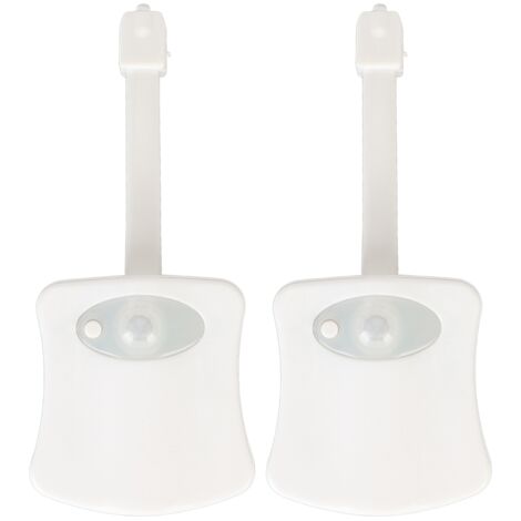 2pcs Veilleuse Toilette LED 16 Couleurs, Détecteur de Mouvement, Alimentation sur Piles, Lumière Ambiante Salle de Bain (1/5)