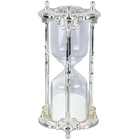 Sablier Antique 15 Minutes en Métal Élégant - Décoration de Mariage, Bureau ou Maison - Moderne et Blanc (1/5)