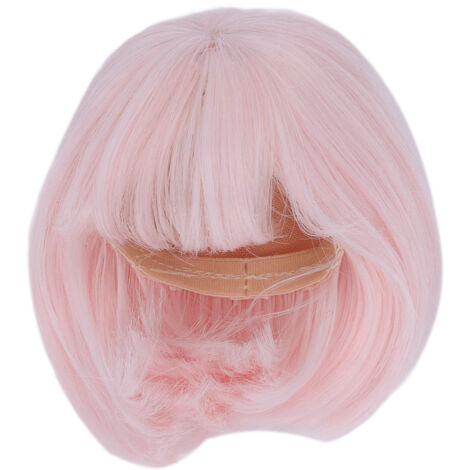 Haofy – Perruque Courte Raide Avec Frange Pour Poupée BJD 1/6 – Mohair Synthétique Doux Résistant à La Chaleur – Cuir Chevelu Simulé – 6,1 à 6,7 Pouces