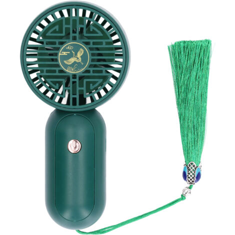Ventilateur de Poche Rechargeable USB avec Dragonne Verte, Mini Ventilateur Portable pour Sport et Voyage (1/5)