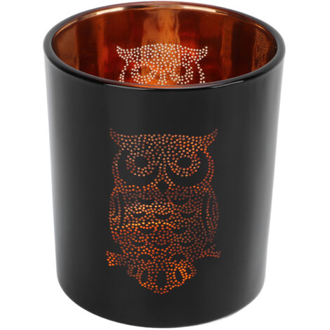 Porte-bougie en verre durable hibou nocturne sans odeur, idéal pour décoration maison bureau bar.