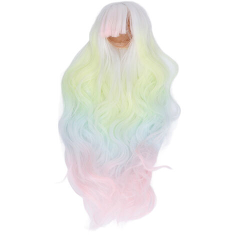 Perruque pour Poupée Résistante à la Chaleur, Dégradé de Couleur, Taille 1:3, Circonférence Tête 21‑24cm, Idéale DIY (1/5)