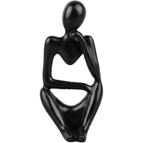 Statue Penseur Résine Abstraite, Figurine Style Thinker Noir pour Déco Bureau Salon Bibliothèque (1/5)