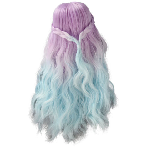 Perruque pour Poupée 1/6 Couleur Dégradé Violet, Cheveux Bouclés Élastiques pour Remplacement et Décoration DIY (1/5)