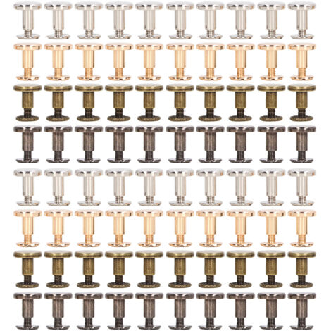 80 Vis de reliure Chicago 9,5x8mm en métal haute dureté pour artisanat cuir imitation DIY, surfaces lisses