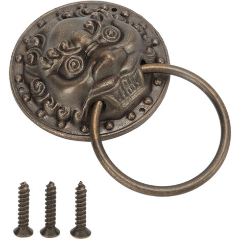 Heurtoir de Porte Antique en Bronze Tête de Bête, Résistant à la Corrosion, Poignée Vintage pour Armoires et Boîtes en Bois (1/5)