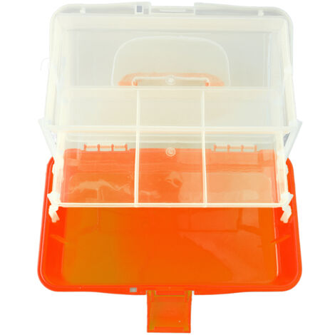 Boîte de Rangement 3 Étages Pliable, Organisateur Multifonction Portable avec Poignée pour Artisanat et Cosmétiques, Orange (1/5)