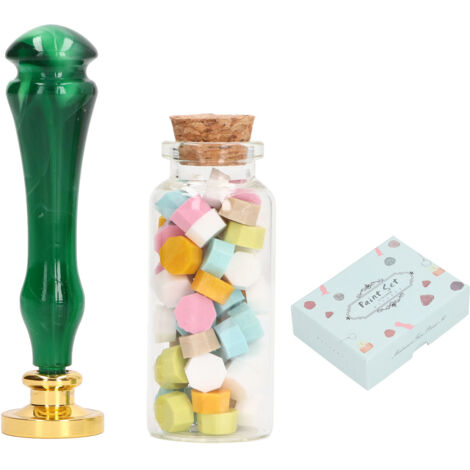 Kit de Cire à Sceller Antirouille avec Poignée en Résine et Cire Laquée pour Enveloppes, Mariage, Fées des Forêts (1/5)