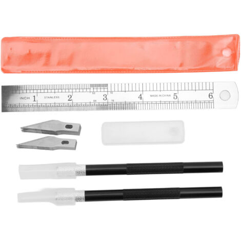 Kit de Couteaux Exacto pour Découpage Artisanal avec 20 Lames et Règle Stéréotype - Outils de Sculpture et Loisirs Créatifs (1/5)