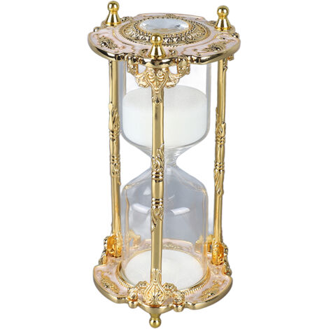 Sablier Antique Métal Élégant 15 Minutes Décoratif pour Mariage Bureau Maison Blanc Doré (1/5)