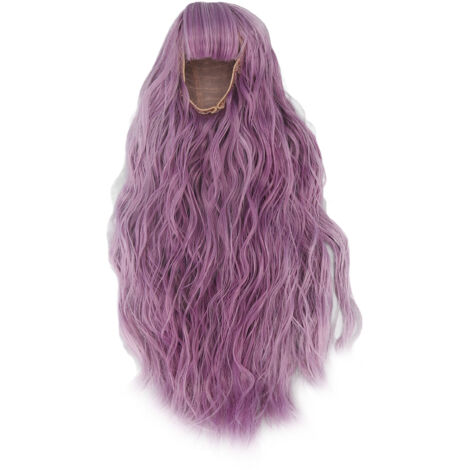 Perruque pour Poupée avec Fil Haute Température, Cheveux Longs Ondulés DIY, Remplacement pour Poupées de 8.3‑9.4 Pouces, Violet (1/5)