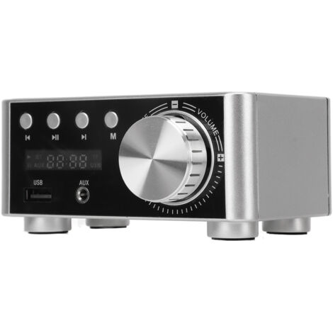 Amplificateur Bluetooth Mini Argent 5.0 HiFi Stéréo Classe D Récepteur Audio Sans Fil