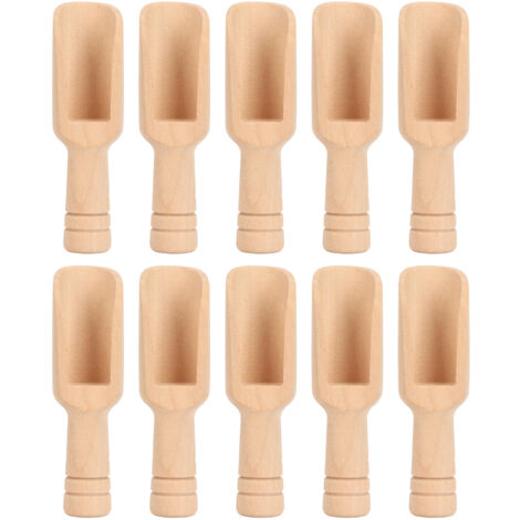 10 pièces Cuillère à Sels de Bain en Bois Poli Écologique pour Salle de Bain et Douche, Modèle 1 (2.4x7.6cm) (1/5)