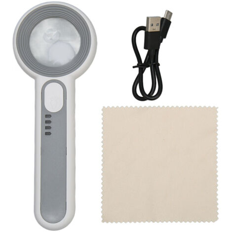 Loupe à Main 11X avec Bouton Tactile Rechargeable et 3 Niveaux de Lumière LED pour Travail de Précision et Lecture (1/5)