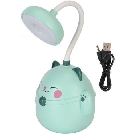 Lampe de bureau portable pliable, lumière douce LED rechargeable USB, idéale pour la lecture et protection des yeux, design mignon vert.