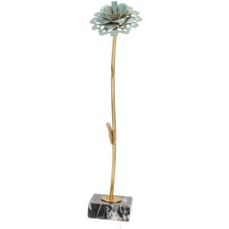 Statue de Fleur Métallique Raffinée avec Base en Marbre pour Décoration d'Intérieur et Cadeaux de Pendaison de Crémaillère (1/5)