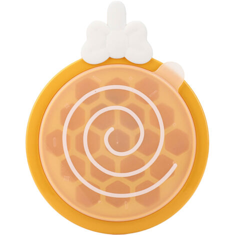 Moule à glaçons hexagonale en PP alimentaire, bac à glaçons alvéolé avec couvercle pour réfrigérateur de cuisine, couleur jaune vif. (1/5)