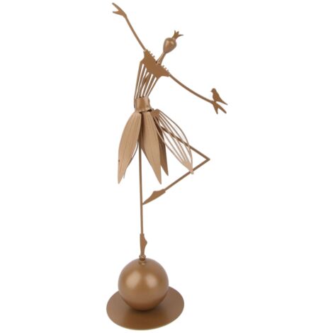 Figurine de Ballerine en Métal Doré, Sculpture de Danseuse Élégante avec Oiseau sur la Main, Décoration pour Bureau ou Fête Familiale (1/5)