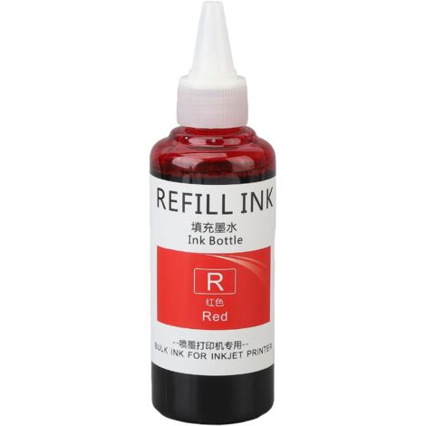 Recharge d'encre 100ml pour tampon dateur - Adhérence élevée, séchage rapide, couleurs résistantes - Usage professionnel, scolaire et familial - Rouge