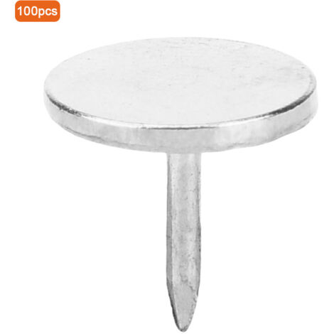 100 Clous Tapissier à Tête Plate Ronde Antique pour Décoration Meubles - Argenté 9x8mm (1/5)