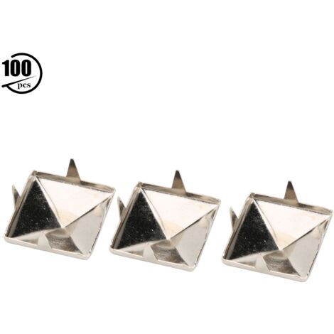 100 pièces Clous Pyramid Punk à Griffes Métal pour Vêtements Accessoires DIY - Argenté 12mm (1/5)