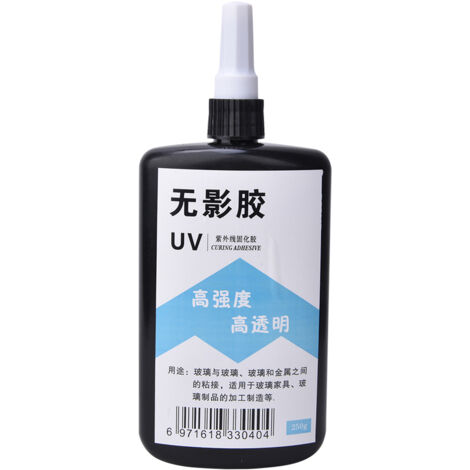 Colle UV transparente à séchage rapide pour réparations sur verre, cristal et acrylique - 250g