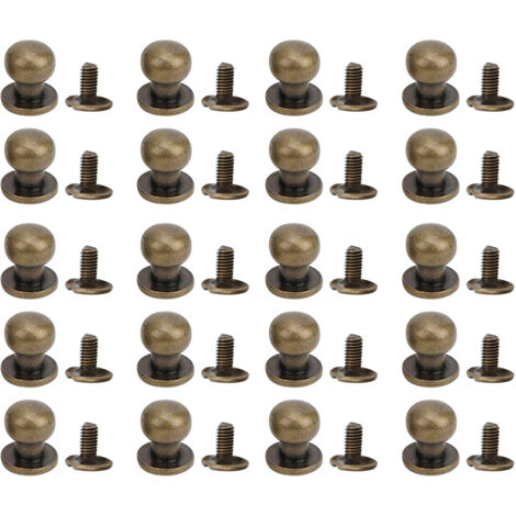 20 pièces de rivets en cuivre 9x8mm, tête ronde, pour accessoires de chaussures et réparation de sacs en cuir, laiton antique (1/5)