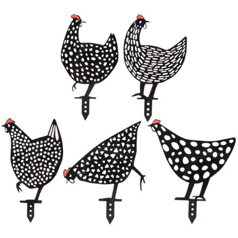 5 Pièces En Acrylique Silhouette Coq Découpée Style Varié Détails Fins Piquets Jardin Allée Cour (1/5)