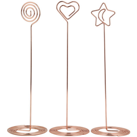 3 pièces porte-cartes mémos 220 mm en or rose, support pour photos, notes et numéros de table, organisateur de bureau (1/5)
