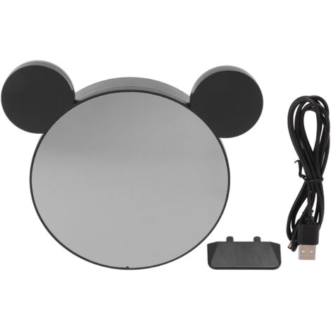 Réveil numérique avec miroir, grand écran LED 12/24h, luminosité réglable pour chambre, bureau ou bar, coque noire et lumière rouge (1/5)