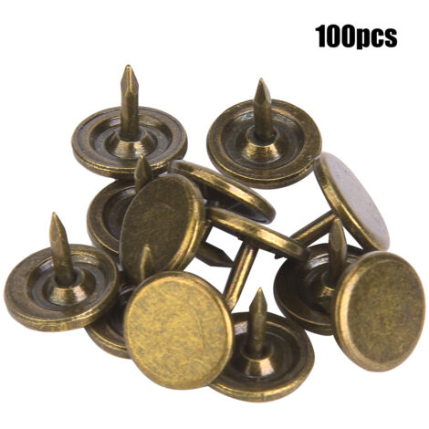 100 Clous de Rembourrage Tête Plate Bronze Cyan 9x8mm pour Canapé Meuble Décoratif (1/5)