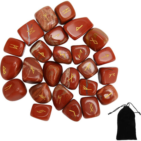 25 pièces Pierres Runes Alphabet Futhark Polies Gravées Pouvoir Guérison Chance Feng Shui Cadeau Maison (1/5)