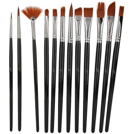 12 Pinceaux en Nylon avec Manche en Bois pour Aquarelle et Gouache - Kit Artistique Complet (1/5)