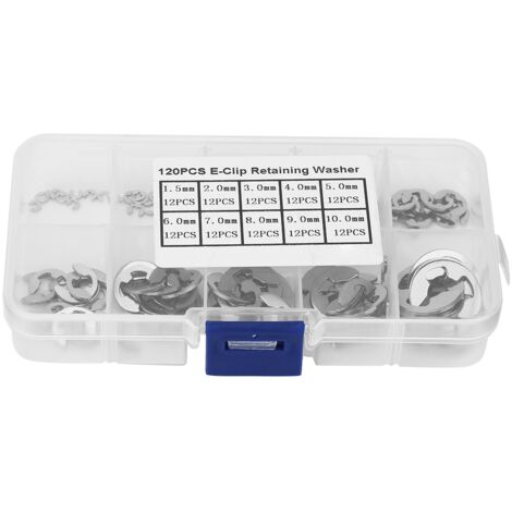 Kit de 120 pièces en acier inoxydable 304, anneaux d'arrêt E-clip, circlips de retenue 1.5mm à 10mm (1/5)