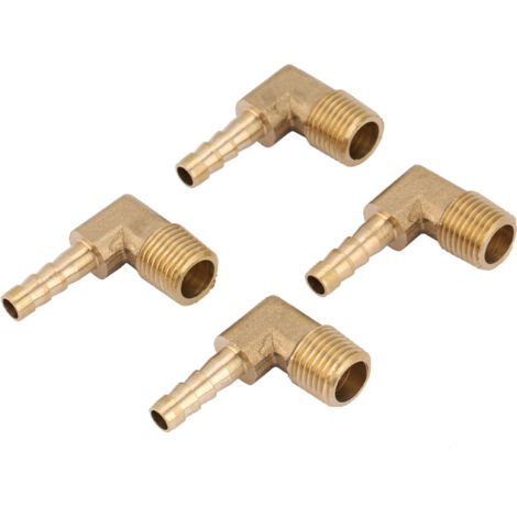 4 Pièces Coude Laiton Mâle Fileté Raccord Embout Flexible G1/4" 6mm (1/5)