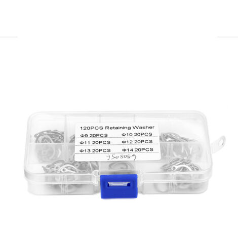 120 pièces de circlips snap en acier inoxydable assortis, 9mm à 14mm, avec boîte de rangement (1/5)
