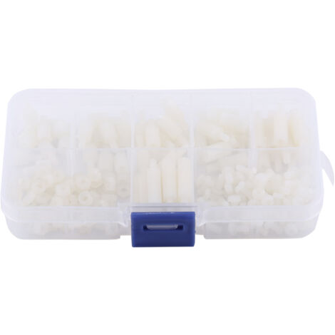 Kit de 180 pièces M3 Écrous Vis Rondelles Blanches Hex avec Boîte de Rangement (1/5)