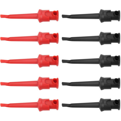 10 pièces Crochets de Test P5002 pour Multimètre, Câbles de Soudure pour SMD et Circuits Imprimés (Noir et Rouge)