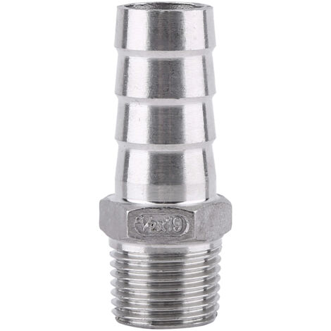 Raccord de tuyau d'eau en acier inoxydable à embout barbelé avec filetage mâle (1/2"x19mm) (1/3)
