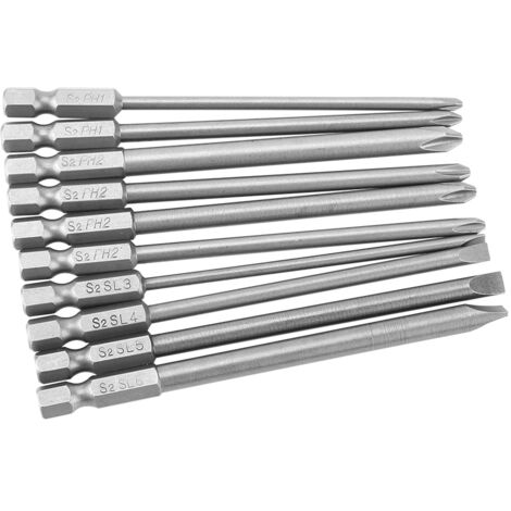 10 pièces embouts de tournevis cruciformes PH1 PH2 en acier S2, tige hexagonale 1/4 pouce, longueur 100mm (1/5)