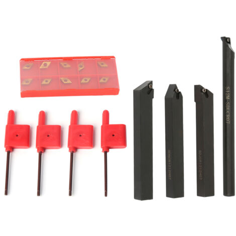 10 inserts carbure DCMT070204 + 4 barres d'alésage 12mm + 4 clés à douille pour tournage (1/5)