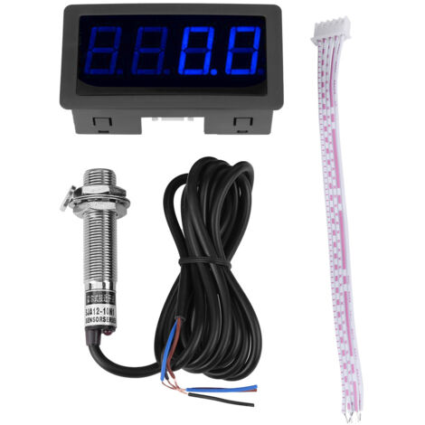 Tachymètre Numérique LED 4 Digits avec Capteur à Effet Hall NPN (Bleu) pour Mesure de Vitesse RPM (1/5)