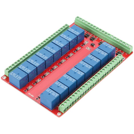 Module Relais 16 Canaux Isolé, Interface à Déclenchement Haut/Bas Niveau (12V DC) (1/5)